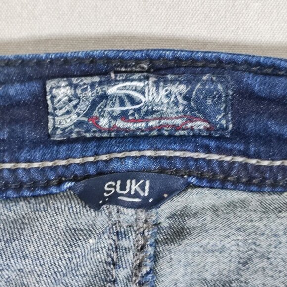 Silver Jeans women's size 14/L34 indigo blue Suki Mid Straight Super stretch - Picture 6 of 16